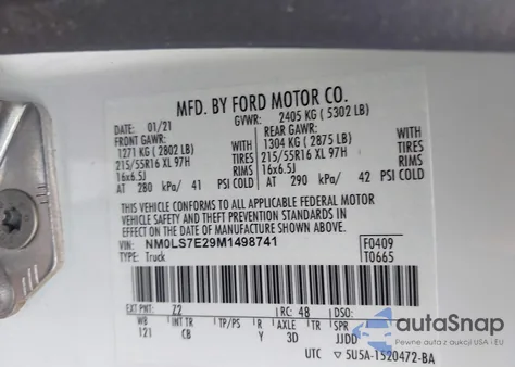 2021 Ford Transit Connect Xl Cargo Van from USA, damaged, VIN NM0LS7E29M1498741